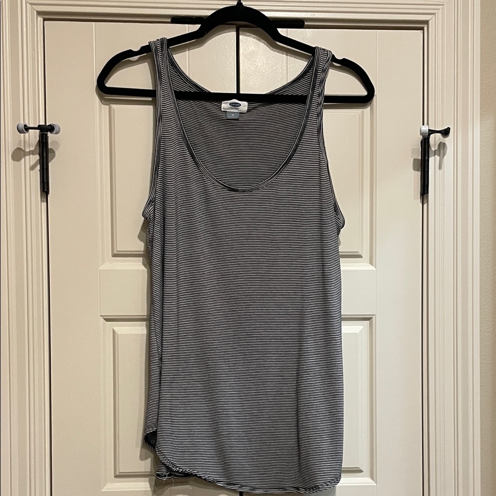 Old Navy Black and White Striped Tank Top - Picture 2 of 4